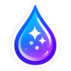 glowing water droplet with stars